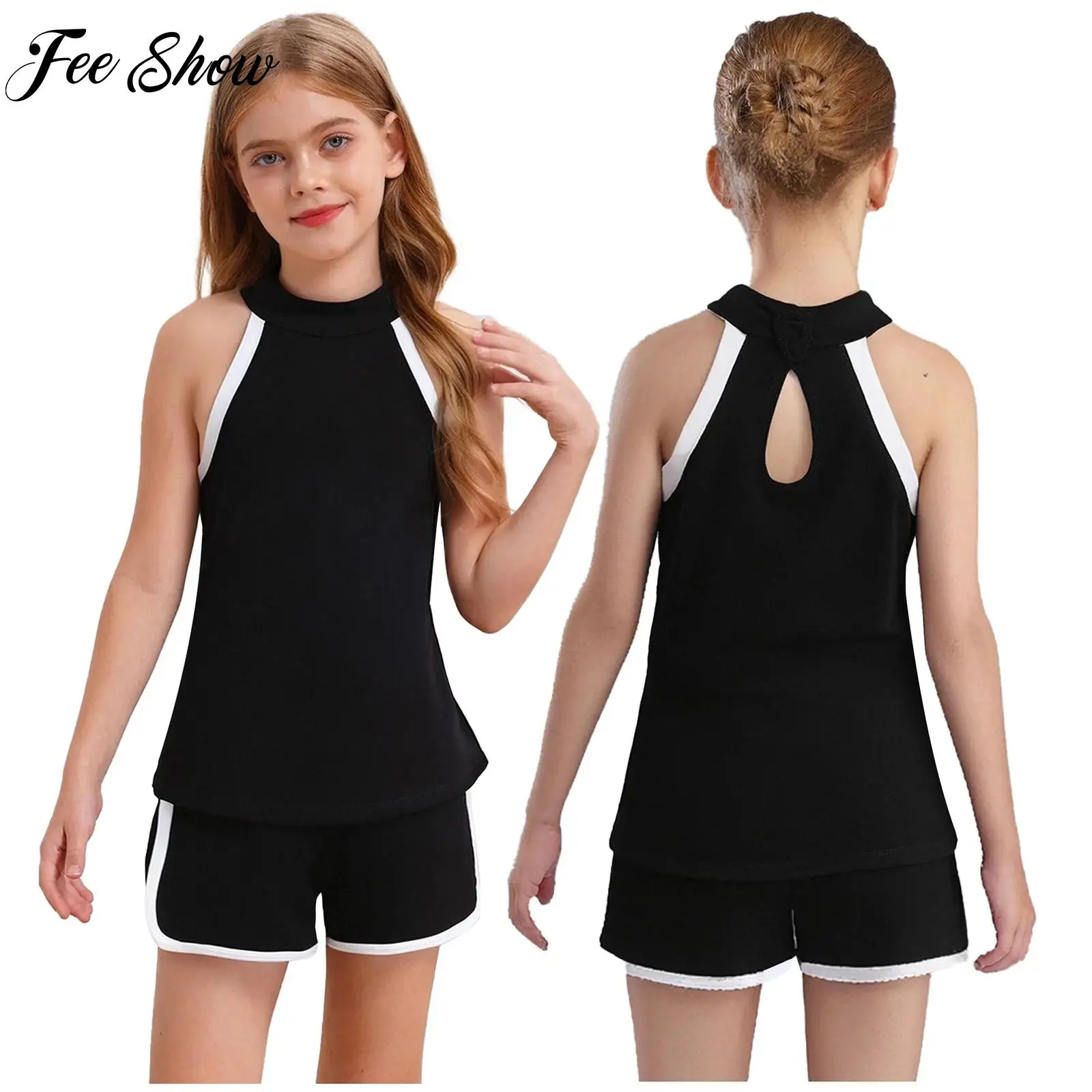 2 Pcs Kids Girl Tennis Sports Set Contrast Color Tracksuit Sleeveless T-shirt with Sides Slit Shorts Training Workout Sportswear
2 Pcs Kids Girl Tennis Sports Set Contrast Color Tracksuit Sleeveless T-shirt with Sides Slit Shorts Training Workout Sportswear