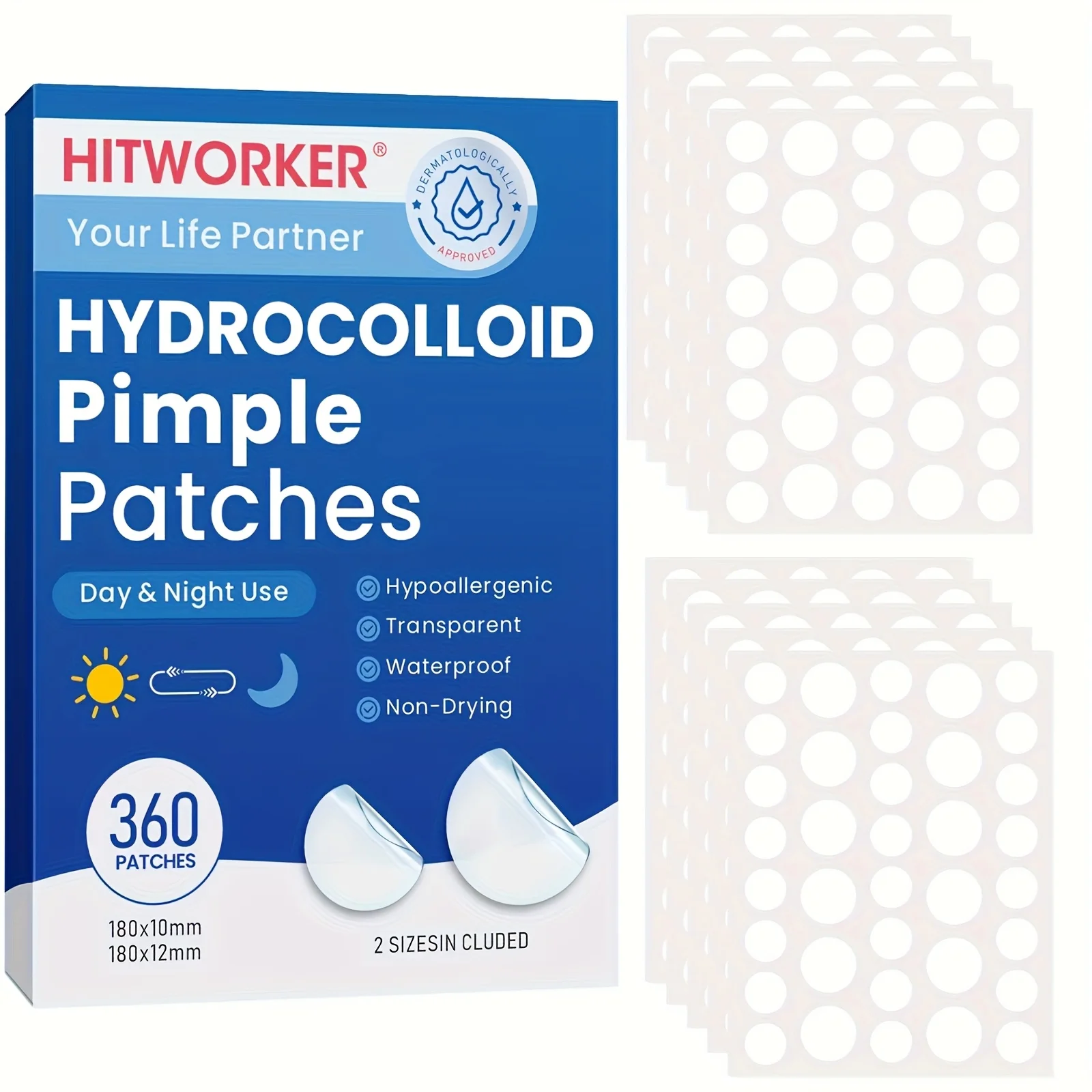 360pcs Invisible Acne Patches Removal Pimple Anti-Acne Hydrocolloid Patches Spots Marks Concealer Repair Sticker Waterproof
360pcs Invisible Acne Patches Removal Pimple Anti-Acne Hydrocolloid Patches Spots Marks Concealer Repair Sticker Waterproof