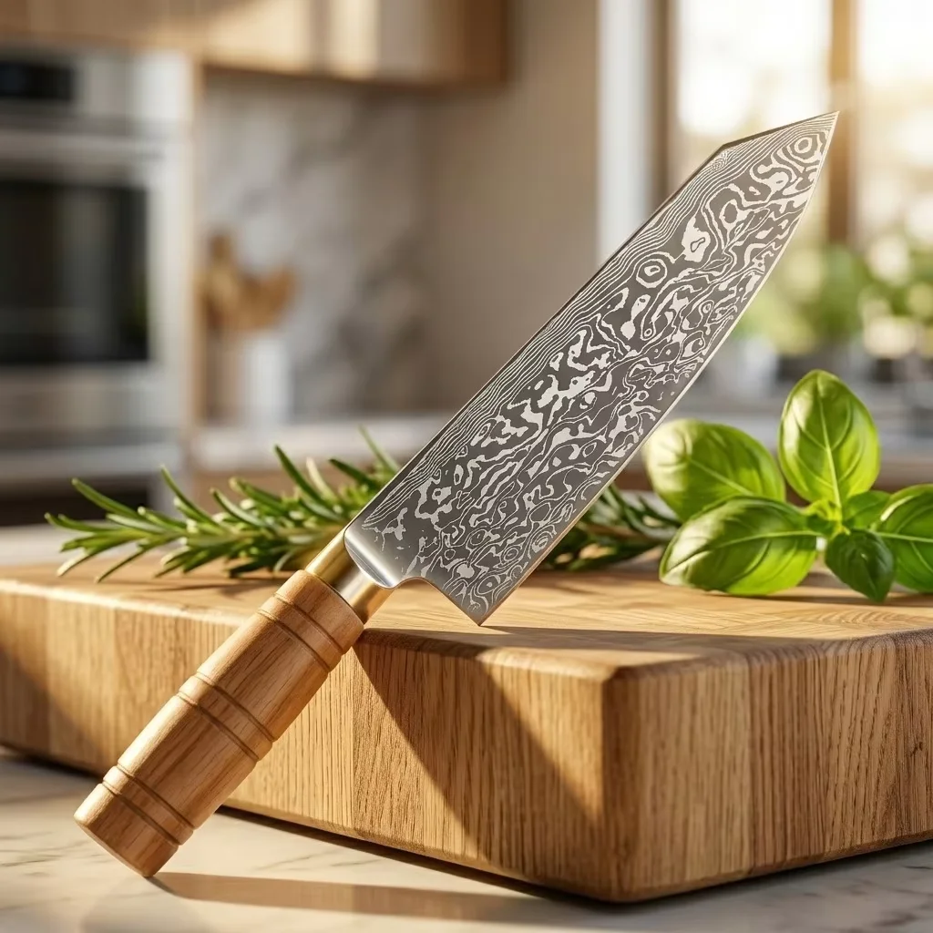 Japanese-style kitchen knife with a sharp 4Cr13 stainless steel blade and a wooden handle, suitable for professional kitchen use
Japanese-style kitchen knife with a sharp 4Cr13 stainless steel blade and a wooden handle, suitable for professional kitchen use