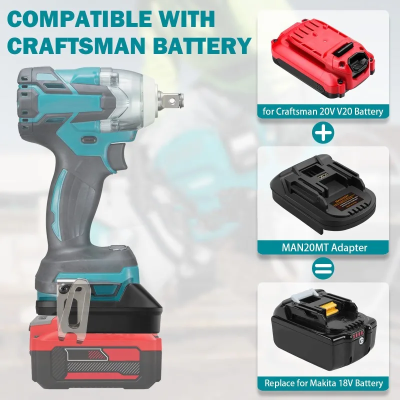 Adapter MAN20MT for Craftsman V20 New Li-ion Battery Convert To for Makita 18V Battery,Use for Makita 18V Cordless Power Tools
Adapter MAN20MT for Craftsman V20 New Li-ion Battery Convert To for Makita 18V Battery,Use for Makita 18V Cordless Power Tools
