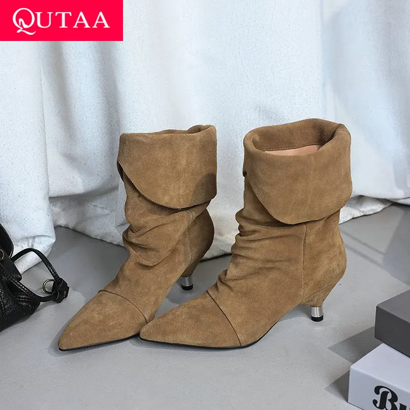 QUTAA Fashion Winter Cow Suede Women Ankle Boots Autumn Western Cowgirl Shoes Mid Heels Round Toe Lady Short Boots 34-40
QUTAA Fashion Winter Cow Suede Women Ankle Boots Autumn Western Cowgirl Shoes Mid Heels Round Toe Lady Short Boots 34-40