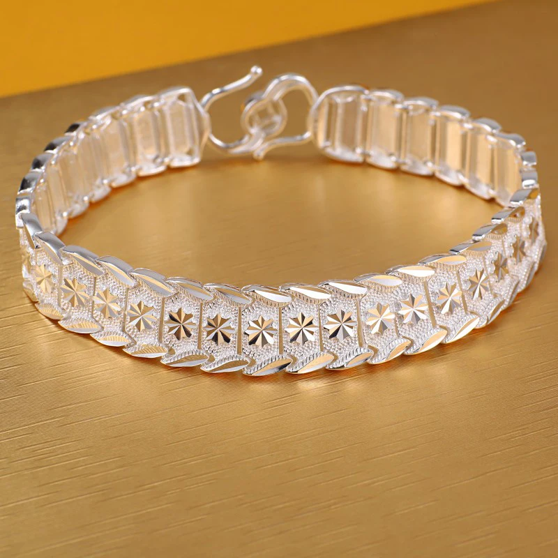 Real S990 Pure Silver Bracelets For Men Women 13mm Width Full Star Watch Link Bracelets 18cm to 21cm
Real S990 Pure Silver Bracelets For Men Women 13mm Width Full Star Watch Link Bracelets 18cm to 21cm