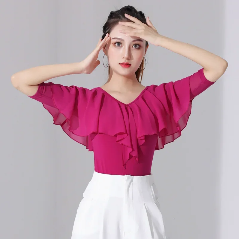 Latin dance top, new dance suit, practice suit, mesh chiffon social dance, adult national standard dance, modern dance clothes
Latin dance top, new dance suit, practice suit, mesh chiffon social dance, adult national standard dance, modern dance clothes