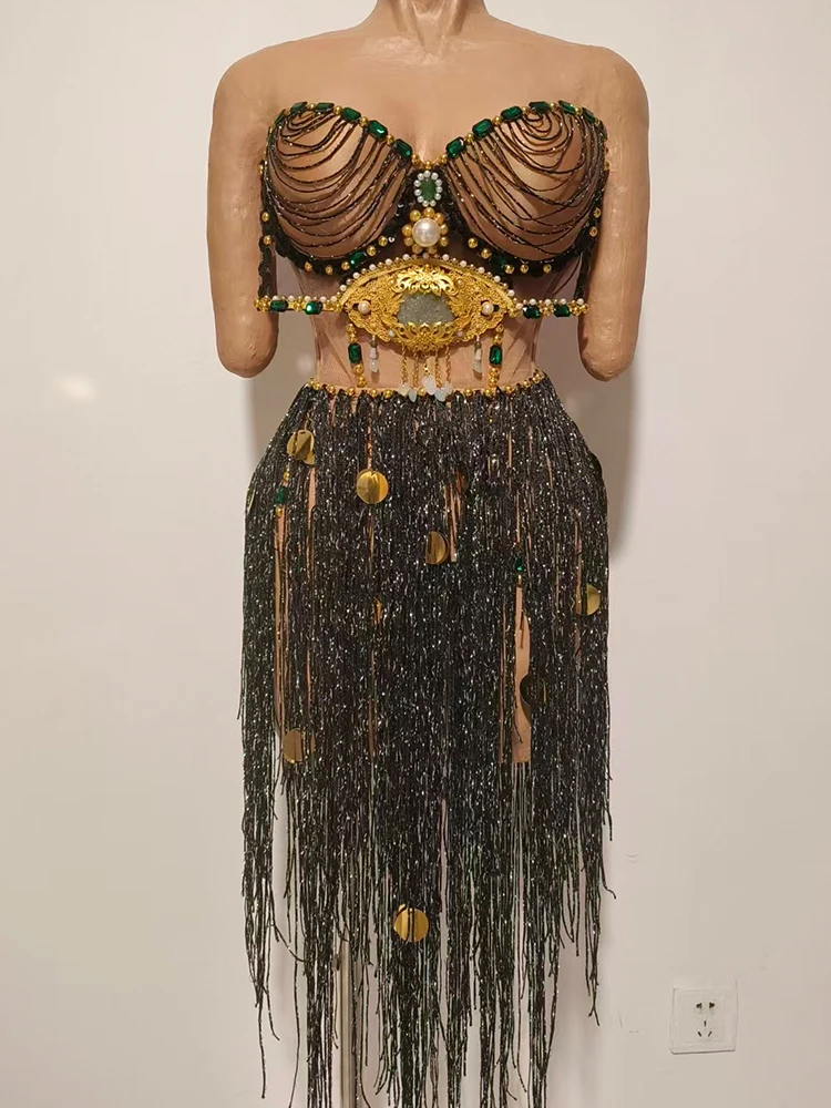 Original design custom tassel straplessTwo-piece set stage rave outfit women Chinese style Drag Queen Dance Stage Catwalk show
Original design custom tassel straplessTwo-piece set stage rave outfit women Chinese style Drag Queen Dance Stage Catwalk show