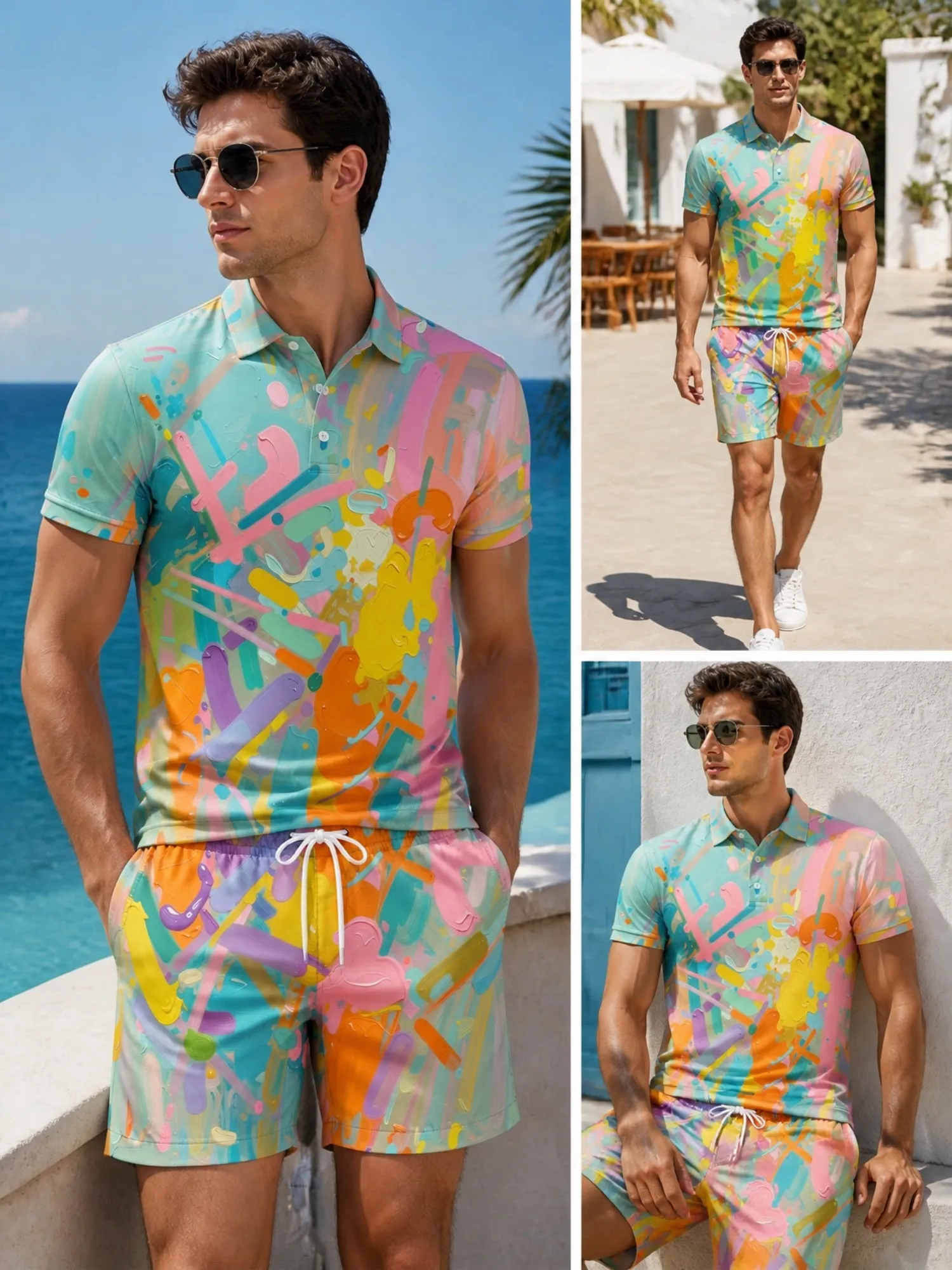 Mens Short Sleeve Polo Shirt and Shorts Set Casual Two Piece Summer Beach Vacation Matching Outfit Loose Cool Casual Lounge Wear
Mens Short Sleeve Polo Shirt and Shorts Set Casual Two Piece Summer Beach Vacation Matching Outfit Loose Cool Casual Lounge Wear