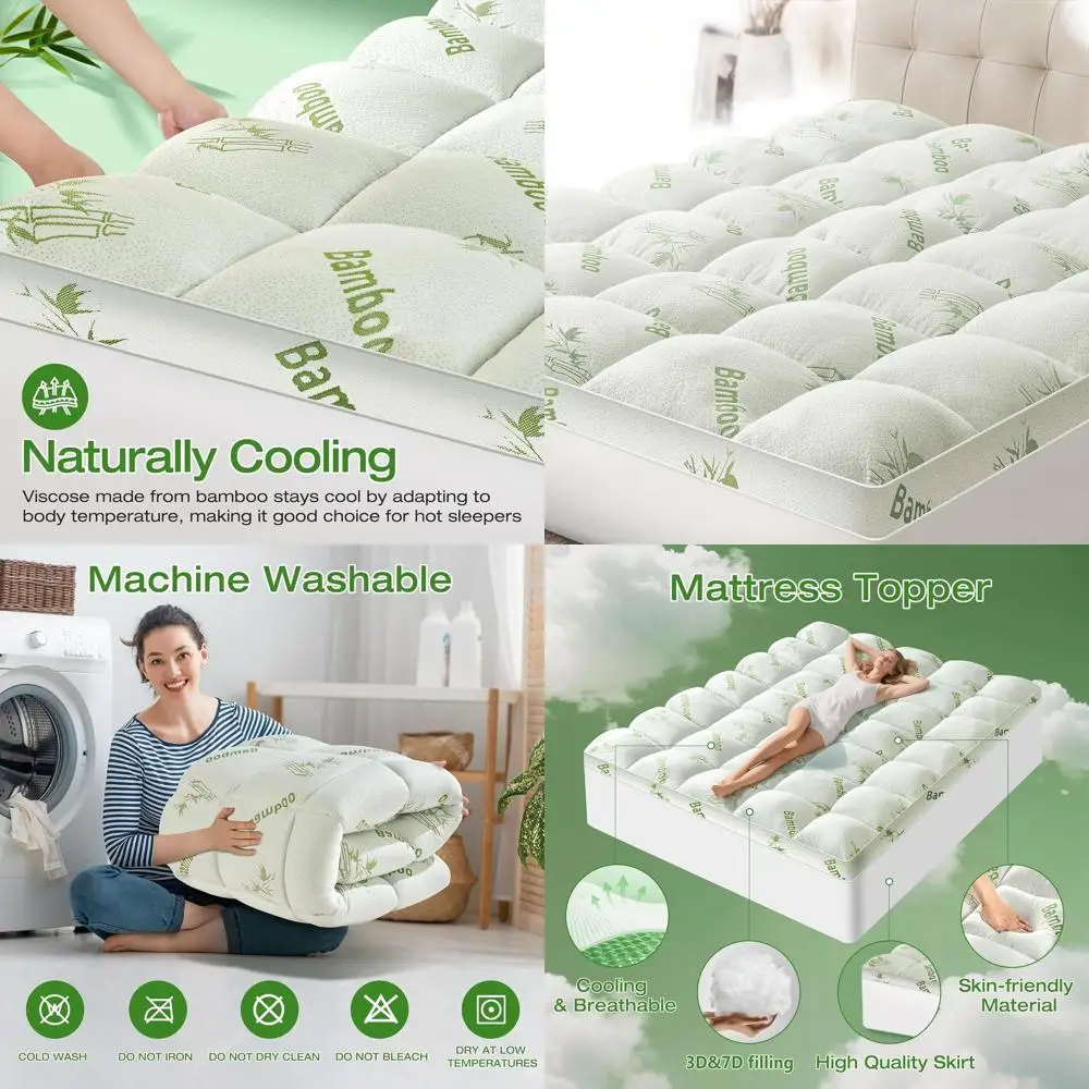 Bamboo Viscose King Mattress Topper - Plush Pillow Top for Back Relief, 8-21 Inch Pocket, White
Bamboo Viscose King Mattress Topper - Plush Pillow Top for Back Relief, 8-21 Inch Pocket, White