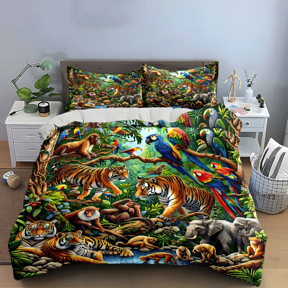 "Jungle Animals Decorative Canvas Set" Soft Comfortable Duvet Cover Bedding Set Included 1*Duvet Cover & 2*Pillowcases, gift
"Jungle Animals Decorative Canvas Set" Soft Comfortable Duvet Cover Bedding Set Included 1*Duvet Cover & 2*Pillowcases, gift