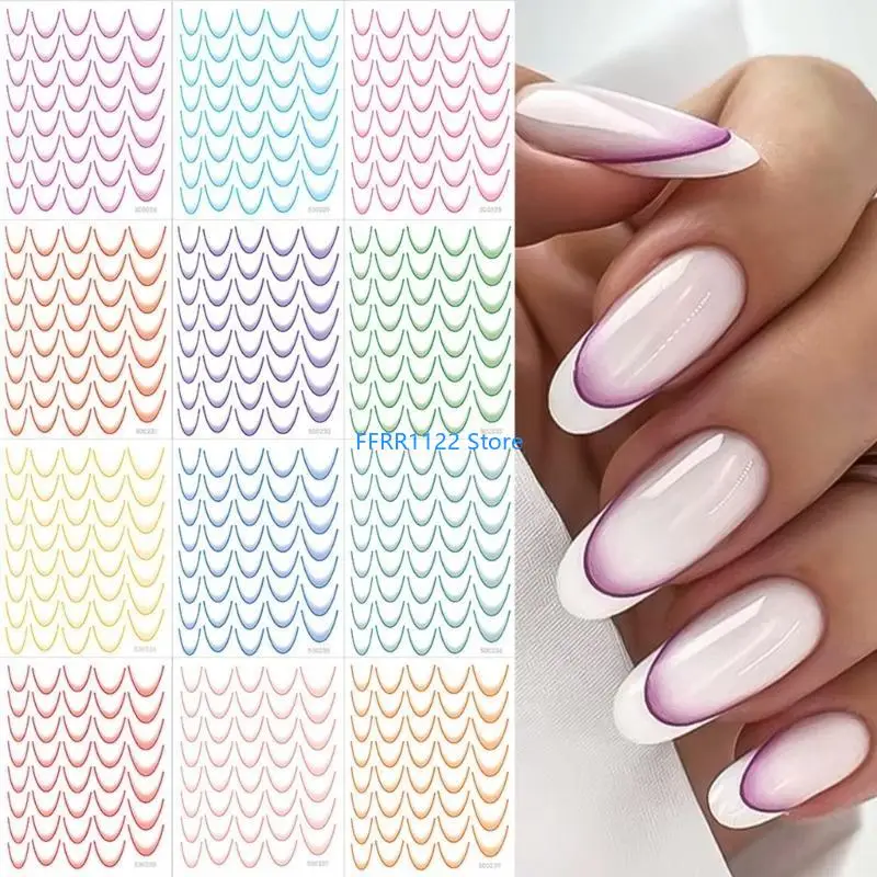 Y1UF 12 Sheets Gradient French Line Nails Art Stickers Self-Adhesive Nails Decals Stickers Decoration Supplies
Y1UF 12 Sheets Gradient French Line Nails Art Stickers Self-Adhesive Nails Decals Stickers Decoration Supplies