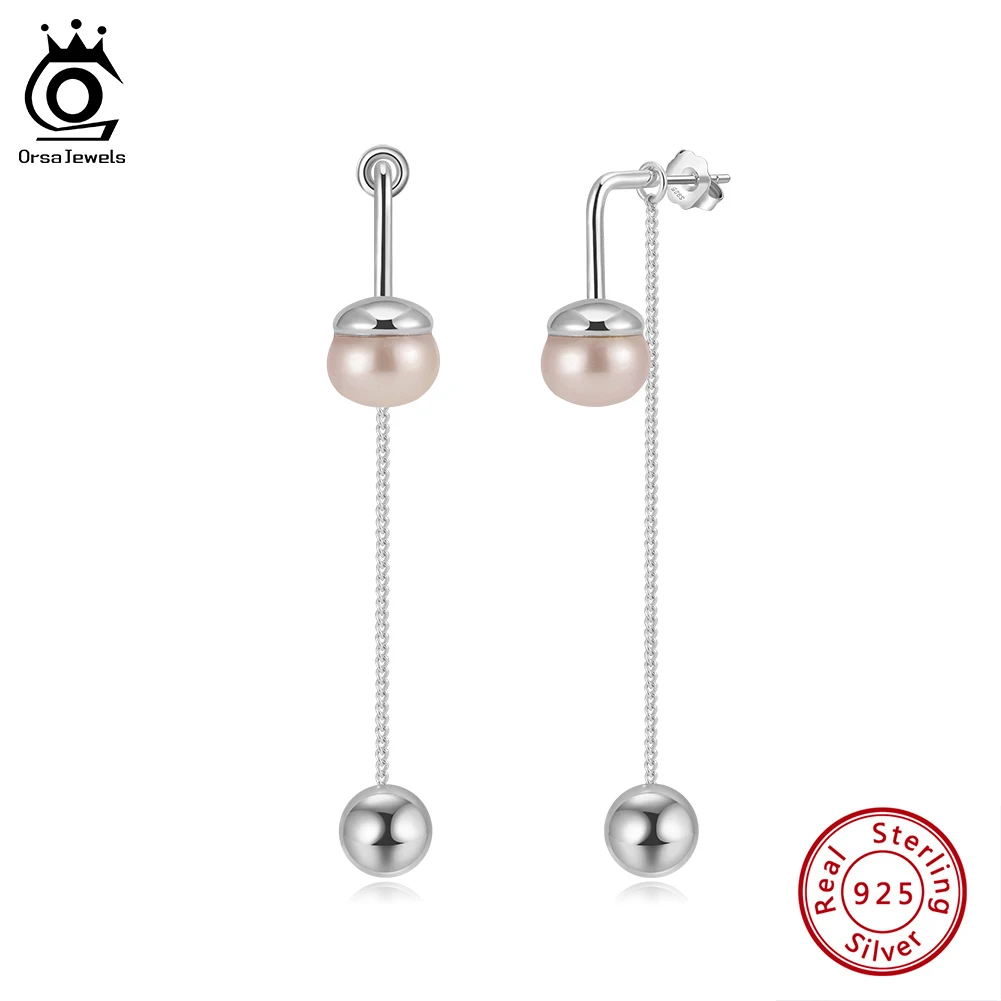 ORSA JEWELS 925 Sterling Silver Line Tassel Freshwater Pearl Dangle Earrings Long Chain Drop Earring Minimalism Jewelry GPE124
ORSA JEWELS 925 Sterling Silver Line Tassel Freshwater Pearl Dangle Earrings Long Chain Drop Earring Minimalism Jewelry GPE124