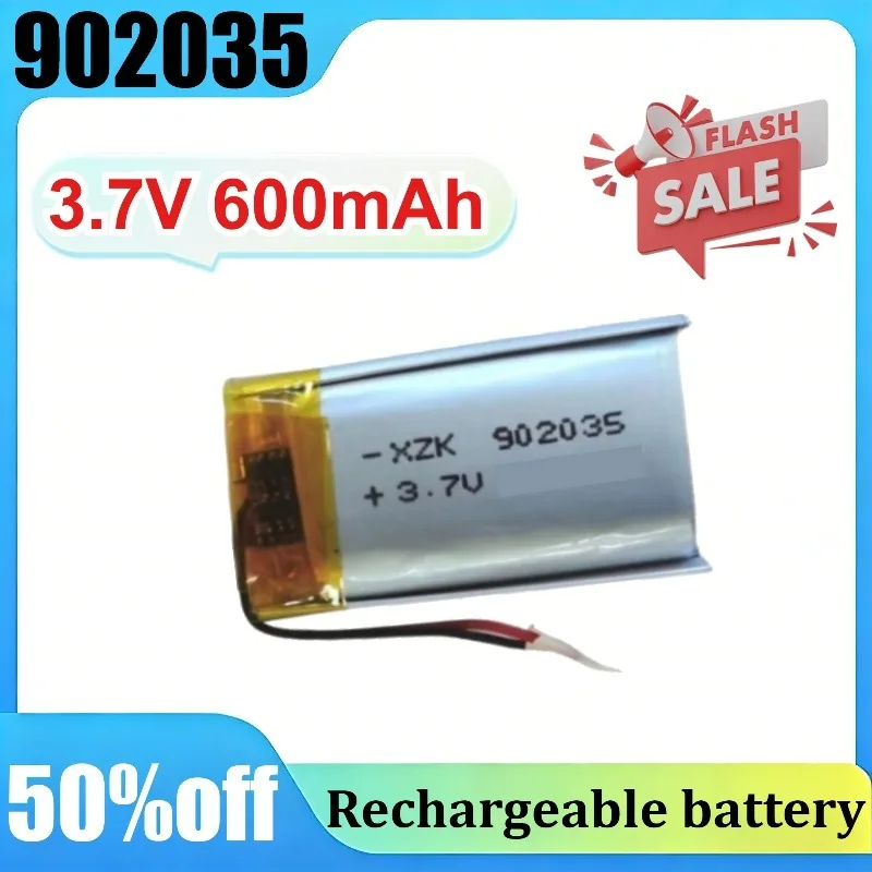 902035 Polymer Lithium Battery 3.7V 600mAh for Beauty Instrument LED Light Car DVR
902035 Polymer Lithium Battery 3.7V 600mAh for Beauty Instrument LED Light Car DVR