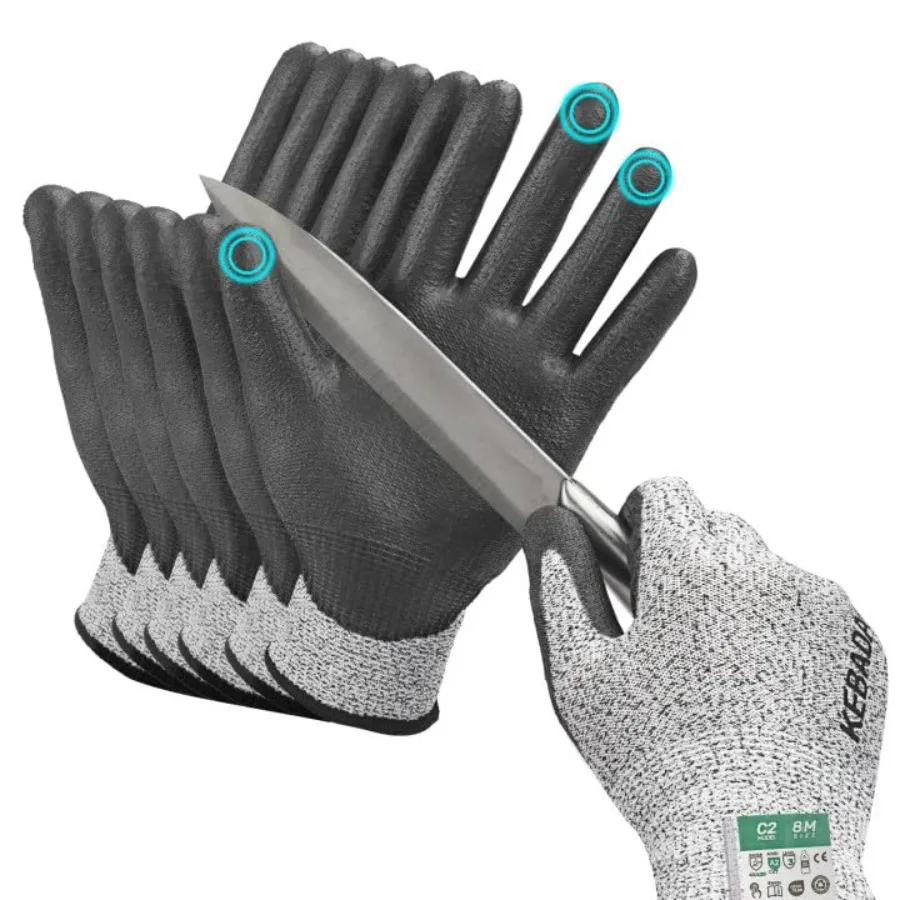 Cut Resistant Gloves, ANSI A2 Cutting Glove, PU Coated, Touchscreen, Multi-Purpose Model C2, 3 Pairs, Large
Cut Resistant Gloves, ANSI A2 Cutting Glove, PU Coated, Touchscreen, Multi-Purpose Model C2, 3 Pairs, Large