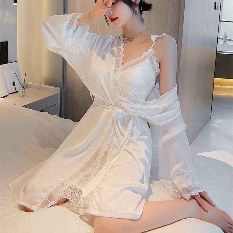 White Lace Nightgown Women Satin Sleepwear Bride Wedding Bathrobe Gown Sexy Sleepwear Lady's Rayon Homewear Kimono Lingerie
White Lace Nightgown Women Satin Sleepwear Bride Wedding Bathrobe Gown Sexy Sleepwear Lady's Rayon Homewear Kimono Lingerie