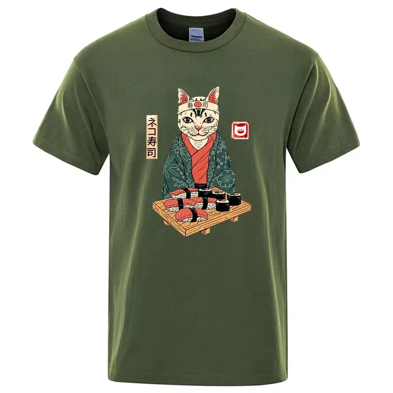 Men's High Quality 100% Cotton Funny Sushi Cat Printing Summer T Shirt Casual Loose Male Crewneck Male Tops O-neck T-shirt
Men's High Quality 100% Cotton Funny Sushi Cat Printing Summer T Shirt Casual Loose Male Crewneck Male Tops O-neck T-shirt