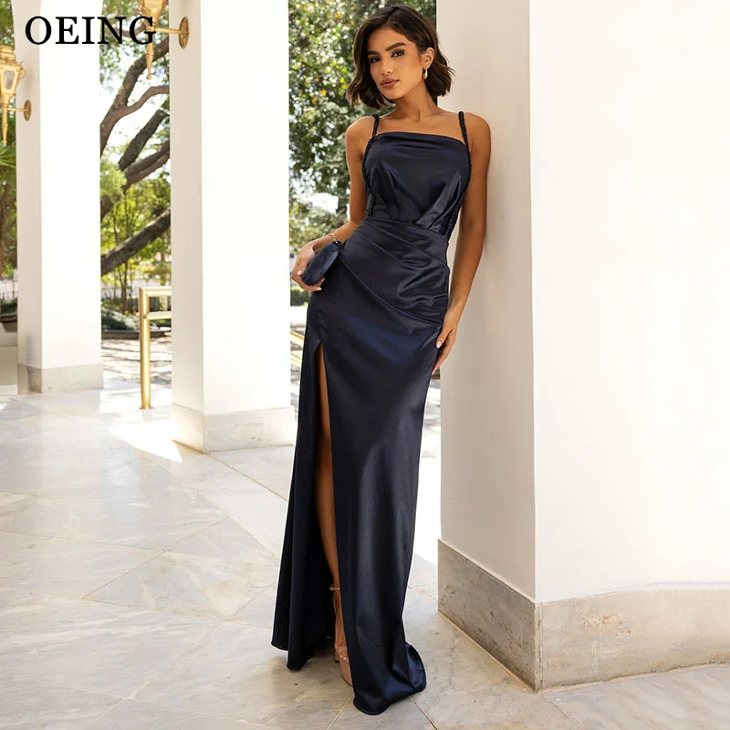 OEING Simple Mermaid Prom Dress Silky Spaghetti Strap Sleeveless Side Slit Party Gowns Floor Length Evening Dress Customized
OEING Simple Mermaid Prom Dress Silky Spaghetti Strap Sleeveless Side Slit Party Gowns Floor Length Evening Dress Customized