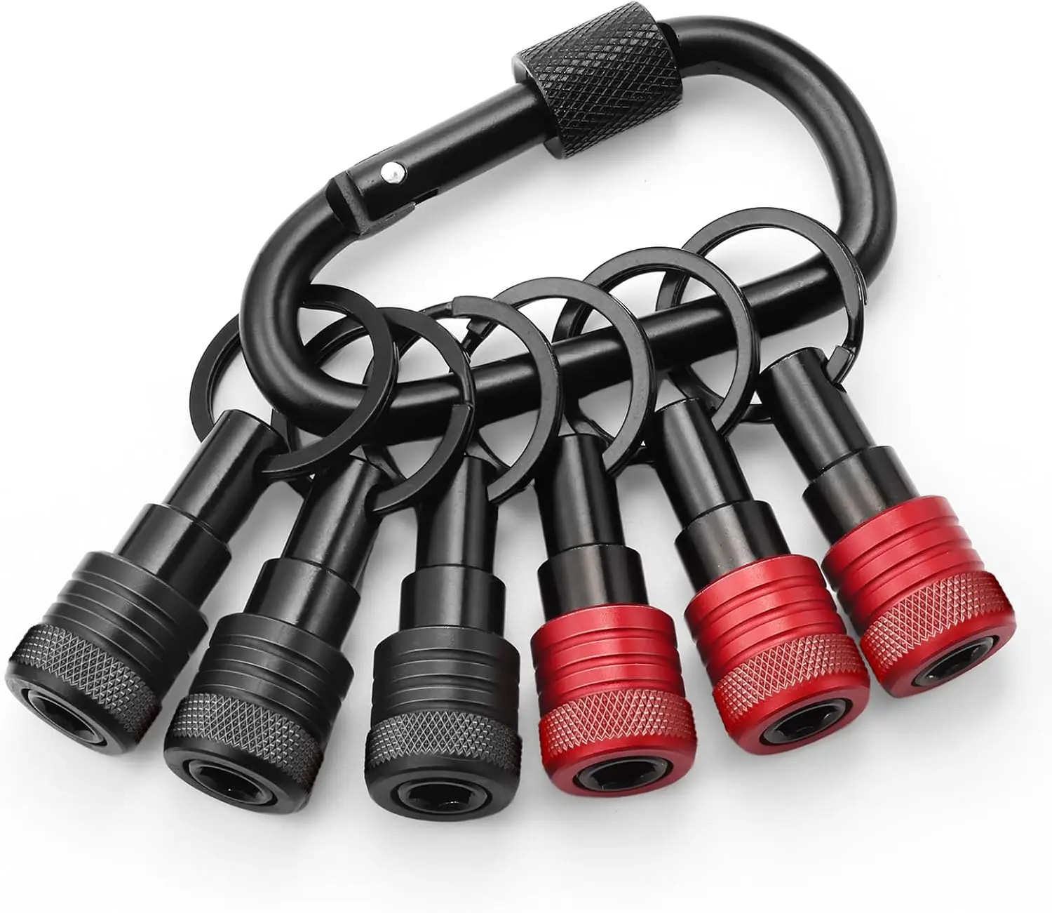 6-Pack Non-Slip Bit Holder Keychain, 1/4" Hex Shank Drill Bit Organizer with Carabiner, Heavy Duty Aluminum Alloy for Impact Driver and Screwdriver Bits
6-Pack Non-Slip Bit Holder Keychain, 1/4" Hex Shank Drill Bit Organizer with Carabiner, Heavy Duty Aluminum Alloy for Impact Driver and Screwdriver Bits