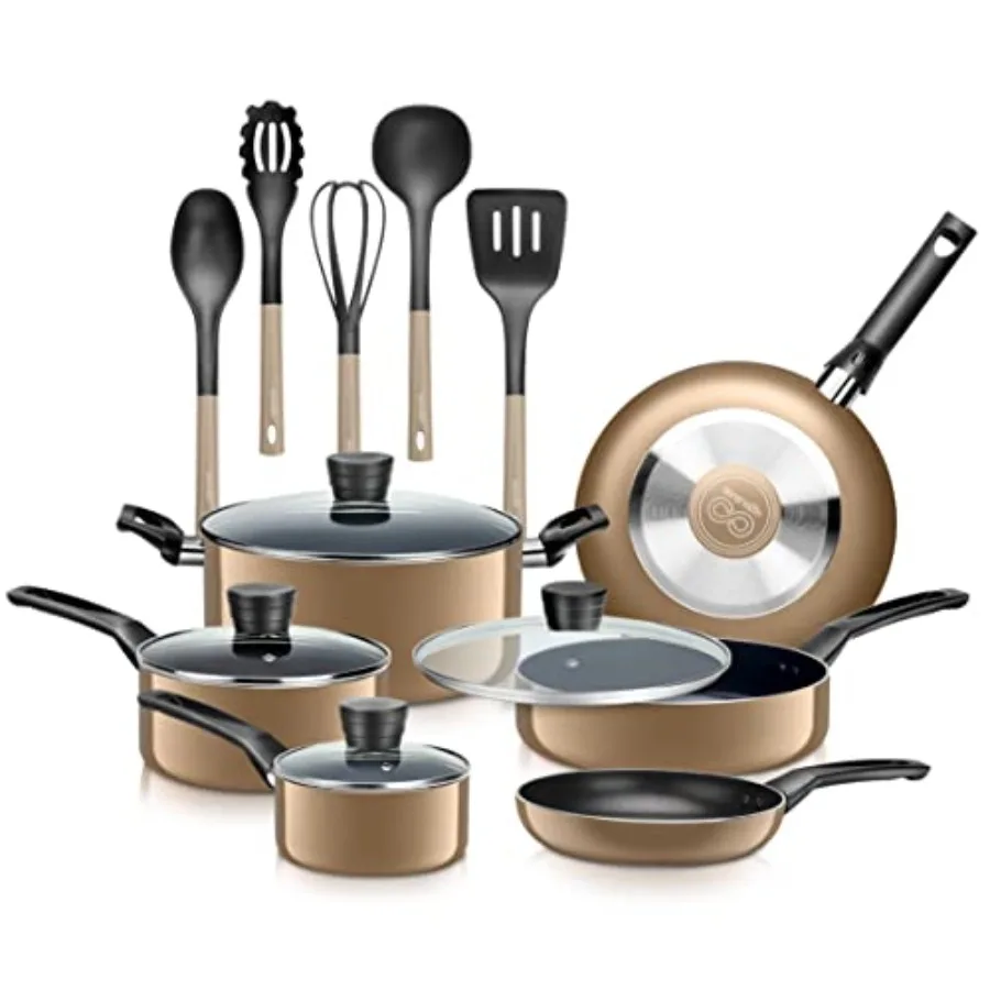 Kitchenware Pots and Pans Basic Kitchen Cookware Non-Stick Coating Inside Heat Resistant Lacquer 15-Piece Set One Size
Kitchenware Pots and Pans Basic Kitchen Cookware Non-Stick Coating Inside Heat Resistant Lacquer 15-Piece Set One Size