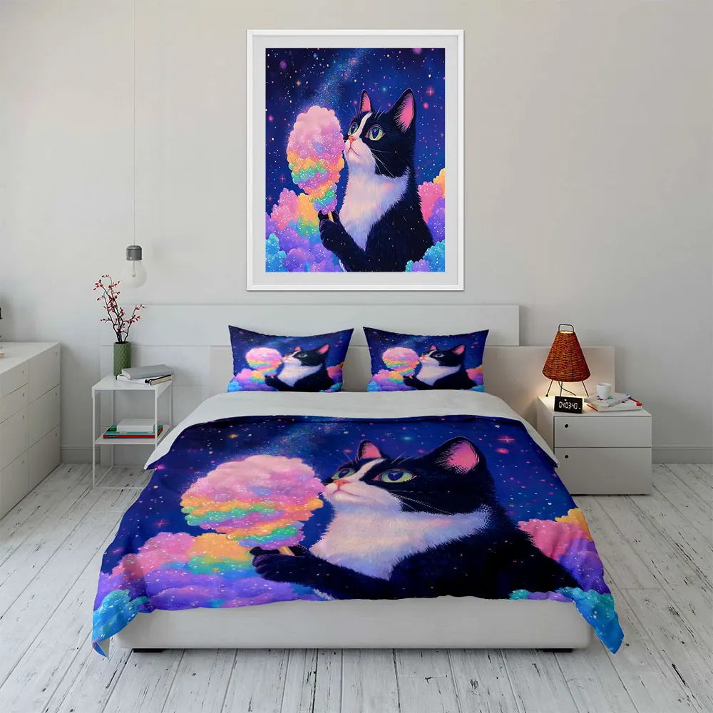 "Galaxy Cat Theme Decor Set" Multiple sizes kid's and adults' bedroom Exquisite 3PC bedding set, gift
"Galaxy Cat Theme Decor Set" Multiple sizes kid's and adults' bedroom Exquisite 3PC bedding set, gift