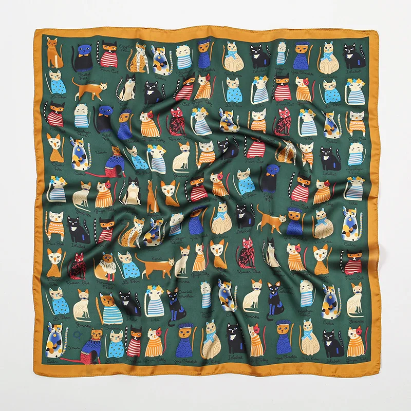 70cm Simulation Silk Cat Pattern Small Square Scarf for Women in Spring Autumn Summer for Work Professional Scarf
70cm Simulation Silk Cat Pattern Small Square Scarf for Women in Spring Autumn Summer for Work Professional Scarf