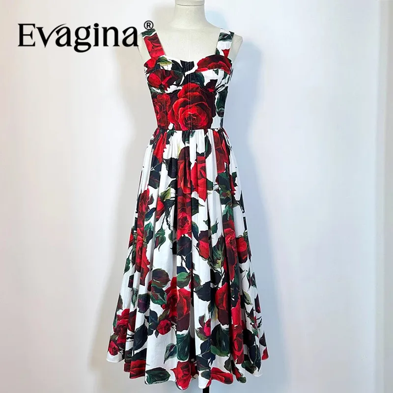 Evagina Spring and summer New Women's Dress Spaghetti Strap Backless Elegant Print Vacation Style Cotton Big Swing Dresses
Evagina Spring and summer New Women's Dress Spaghetti Strap Backless Elegant Print Vacation Style Cotton Big Swing Dresses