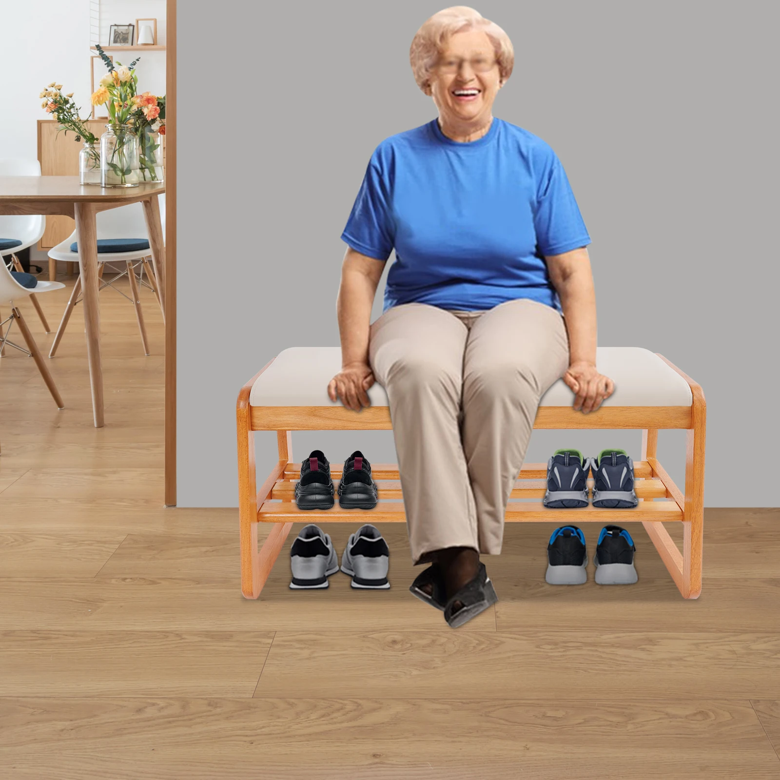 Rubber Wood Shoe Bench with Cushion, Floor Standing Shoe Storage Bench, Shoe Storage Bench for Entryway 31.5*13.38*16.53 In
Rubber Wood Shoe Bench with Cushion, Floor Standing Shoe Storage Bench, Shoe Storage Bench for Entryway 31.5*13.38*16.53 In