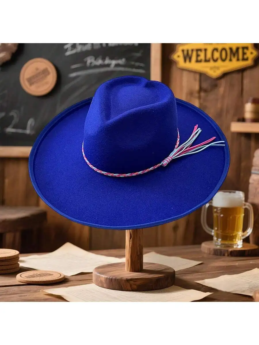 Wide Brim Western Cowgirl Hat For Women Men Felt Fedora With Braided Rope
Wide Brim Western Cowgirl Hat For Women Men Felt Fedora With Braided Rope