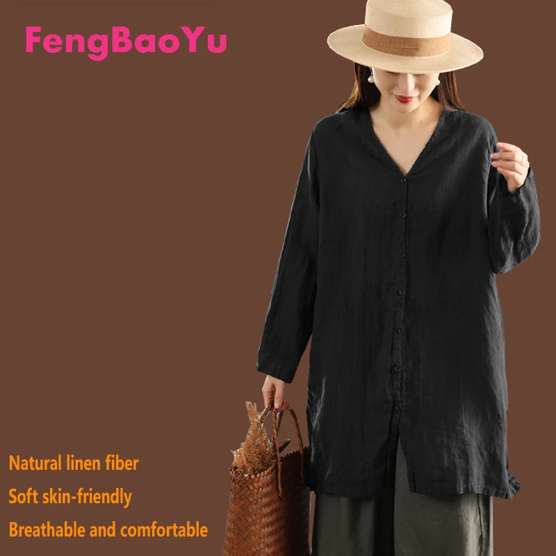 100% Natural Pure Linen Women's Shirt, Coffee-colored Long-sleeved V-neck Mid-length Top, Elegant Temperament, Outdoor Casual
100% Natural Pure Linen Women's Shirt, Coffee-colored Long-sleeved V-neck Mid-length Top, Elegant Temperament, Outdoor Casual