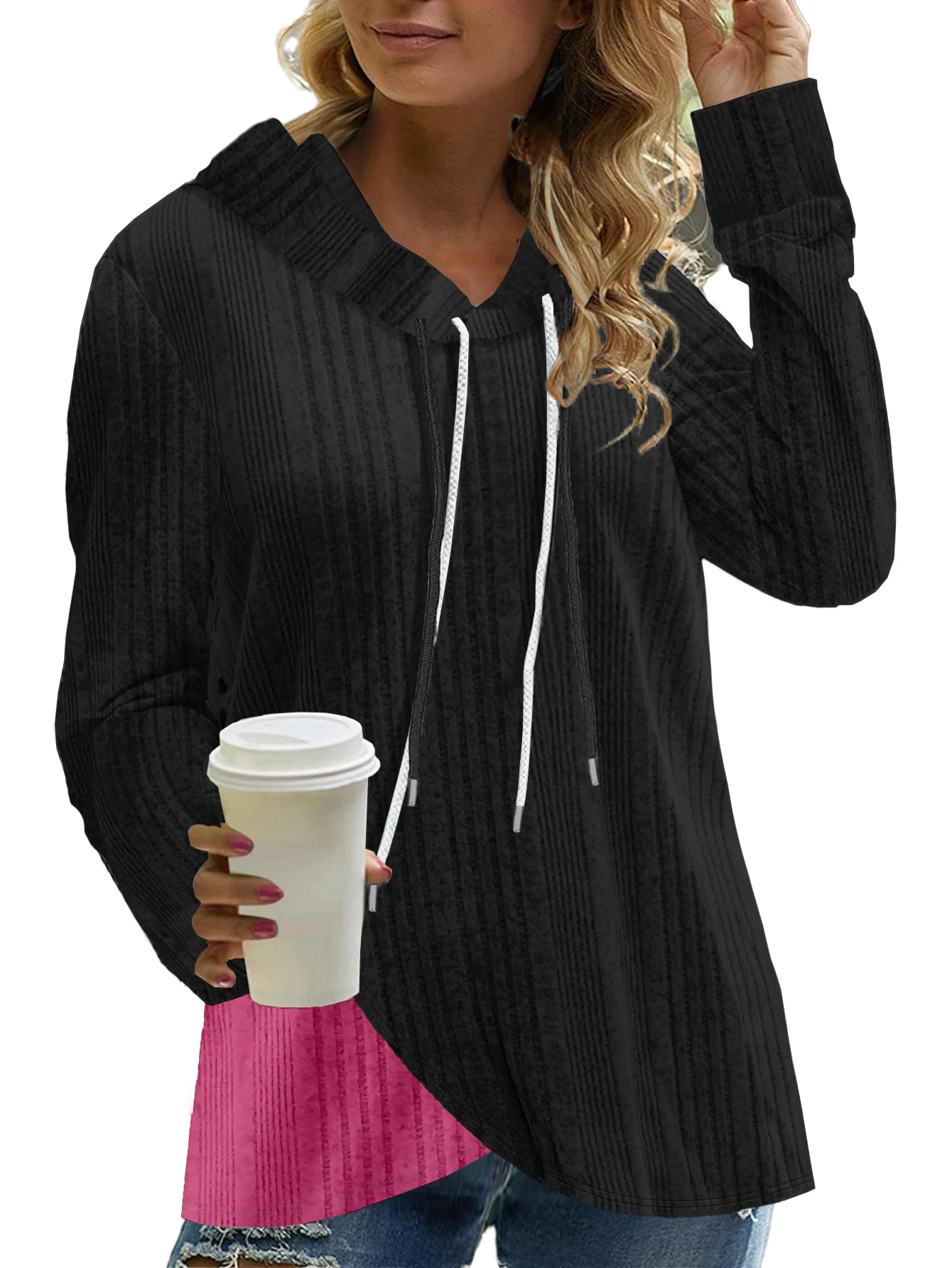 Long Sleeve Knit Sweatshirts for Women Casual Fall Drawsrting Hoodies Solid Tops Fashion Ladies Pullover Clothes
Long Sleeve Knit Sweatshirts for Women Casual Fall Drawsrting Hoodies Solid Tops Fashion Ladies Pullover Clothes