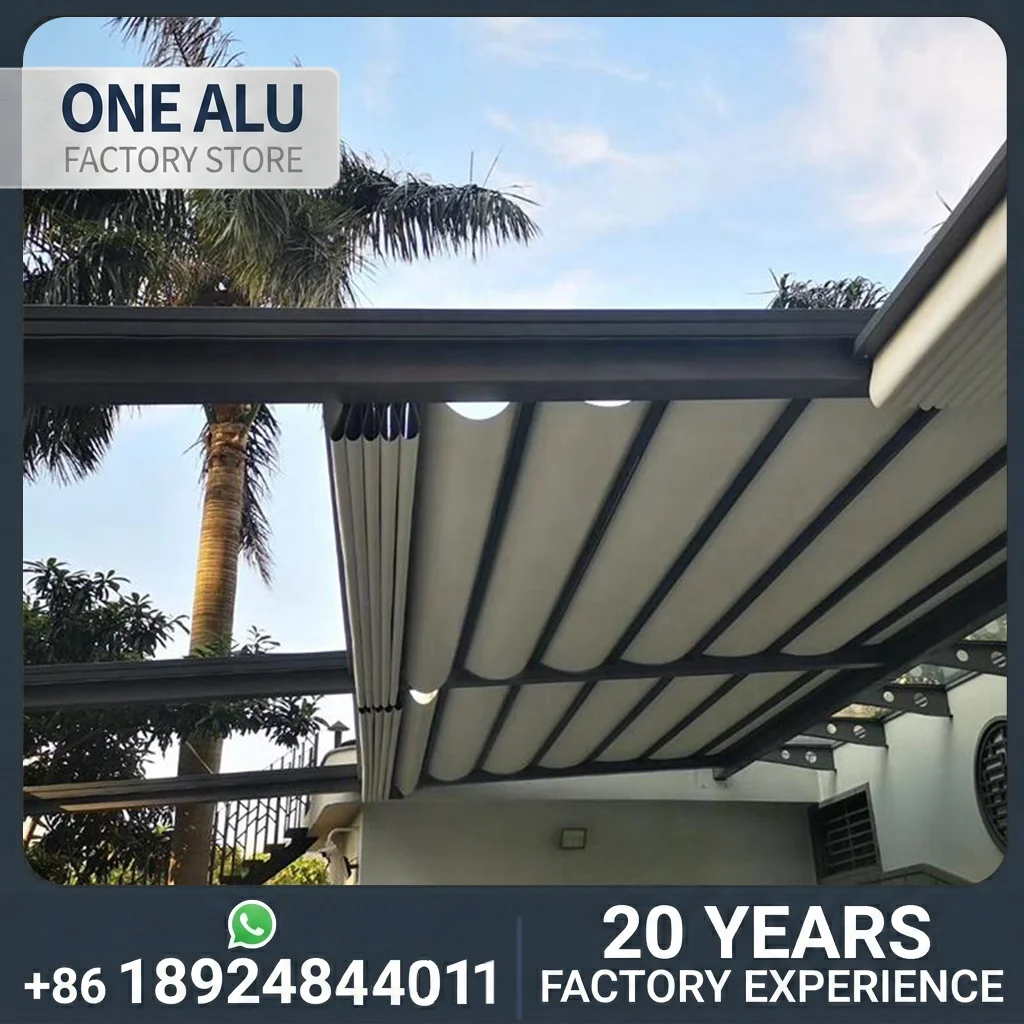 OneAlu LED Folding Canopy: Waterproof Outdoor Shading for Commercial Balconies featuring PVC Fabric and Aluminum Structure.
OneAlu LED Folding Canopy: Waterproof Outdoor Shading for Commercial Balconies featuring PVC Fabric and Aluminum Structure.
