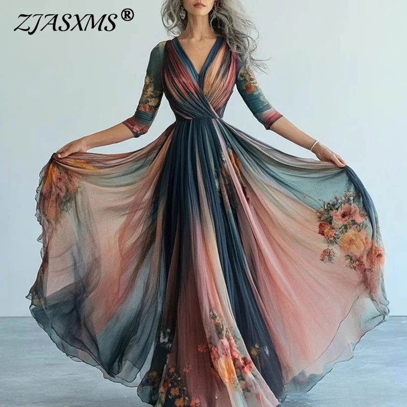 Ethnic Retro Print Mesh Swing Long Dress Woman Sexy V Neck High Waist Pleated Maxi Dress Spring Long-sleeved Boho Vacation Dress
Ethnic Retro Print Mesh Swing Long Dress Woman Sexy V Neck High Waist Pleated Maxi Dress Spring Long-sleeved Boho Vacation Dress