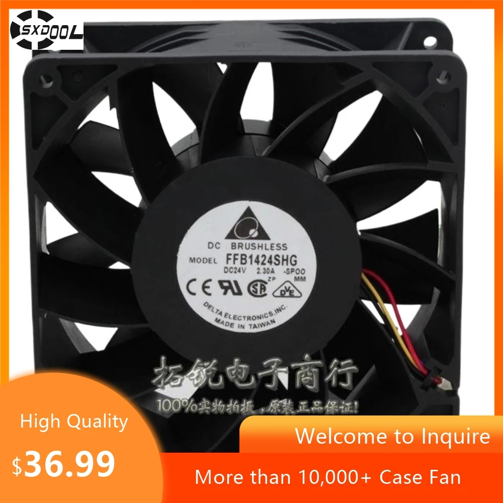 140mm Fan For Delta FFB1424SHG 140x140x50mm 24V 2.3A Dual Ball 3600RPM 463.9CFM 4-Pin Server Fan
140mm Fan For Delta FFB1424SHG 140x140x50mm 24V 2.3A Dual Ball 3600RPM 463.9CFM 4-Pin Server Fan