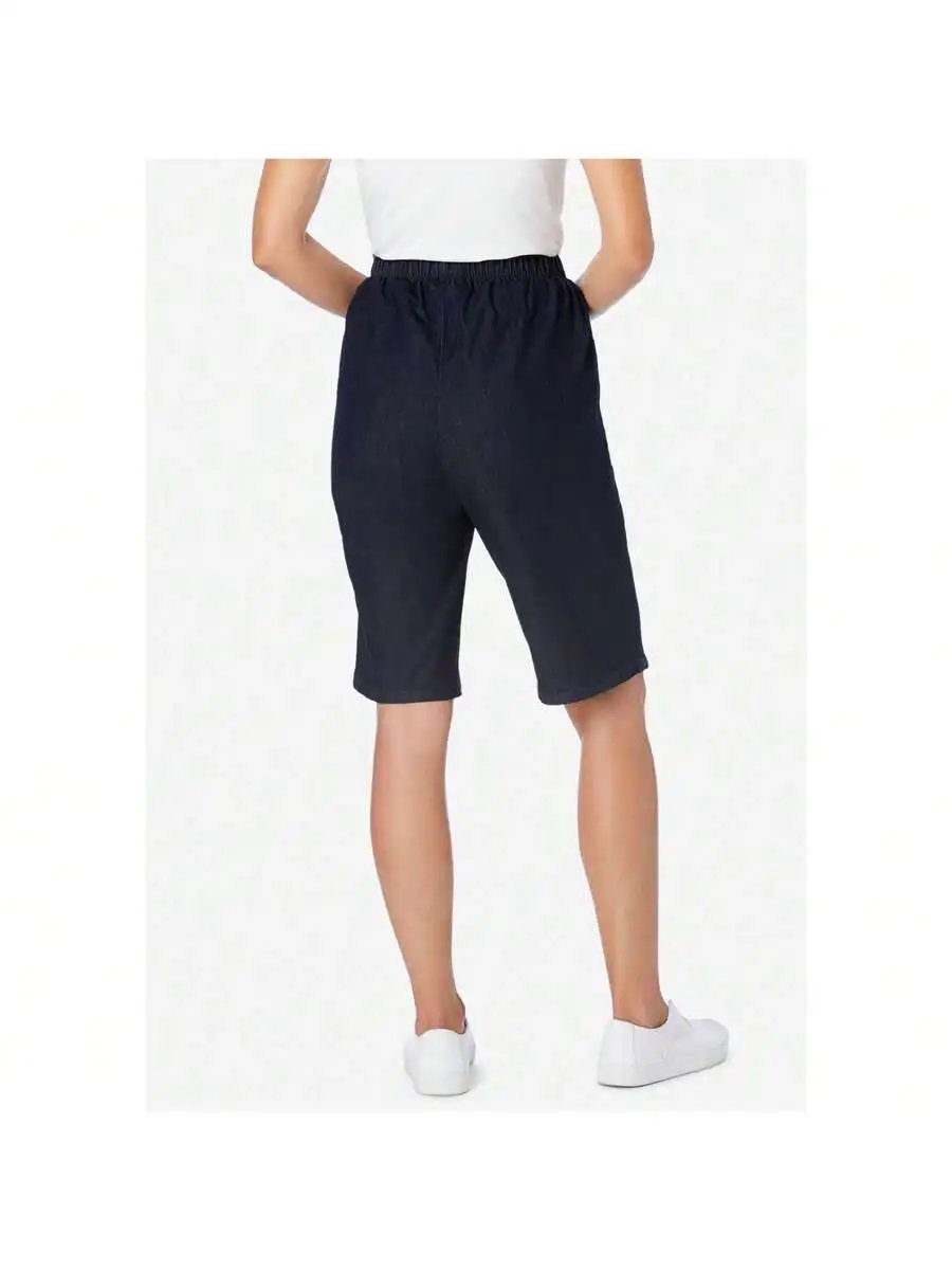 Womens Stretch Denim Shorts With Elastic Waist Casual Knee Length
Womens Stretch Denim Shorts With Elastic Waist Casual Knee Length