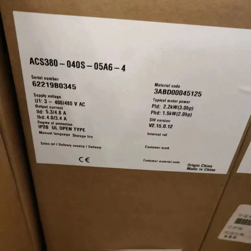 Совершенно новый ACS380-040S-01A8-4 ACS380-040S-02A6-4 ACS380-040S-03A3-4 Гарантия один год
Совершенно новый ACS380-040S-01A8-4 ACS380-040S-02A6-4 ACS380-040S-03A3-4 Гарантия один год