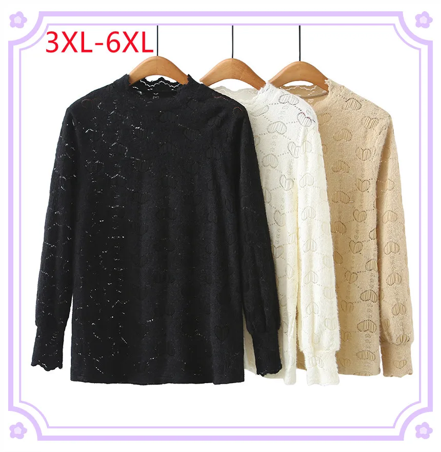 New 2025 Ladies Spring Autumn Plus Size T-shirt For Women Large Size Long Sleeve O-neck Lace Tops 3XL 4XL 5XL 6XL
New 2025 Ladies Spring Autumn Plus Size T-shirt For Women Large Size Long Sleeve O-neck Lace Tops 3XL 4XL 5XL 6XL