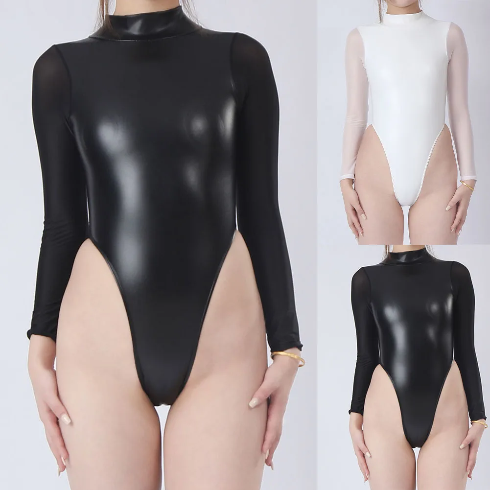 Women See Through Long Sleeve Bodysuits Underwear High Fork Faux Pu Body Shaper Mesh Erotic Bodysuit Jumpsuits
Women See Through Long Sleeve Bodysuits Underwear High Fork Faux Pu Body Shaper Mesh Erotic Bodysuit Jumpsuits