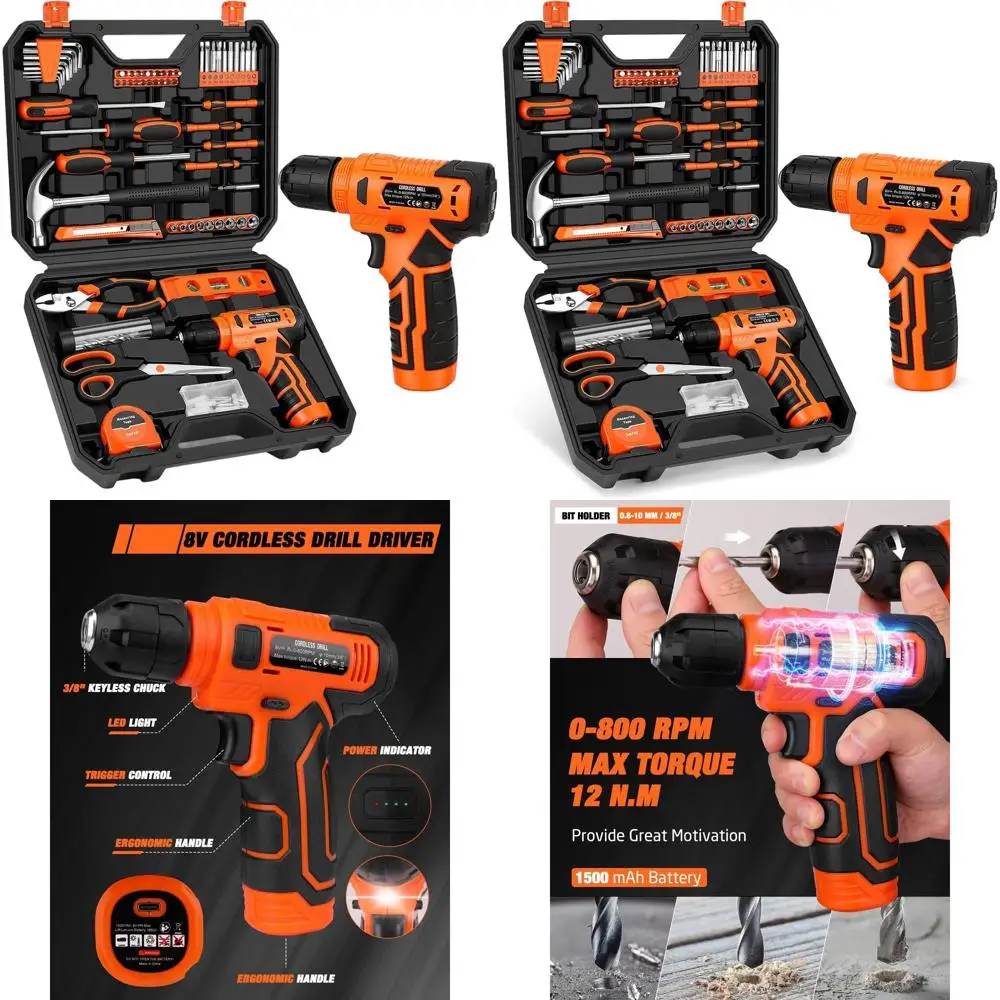 Аккумуляторный шуруповерт 8В с набором из 139 инструментов для домашнего ремонта и DIY-проектов
Аккумуляторный шуруповерт 8В с набором из 139 инструментов для домашнего ремонта и DIY-проектов