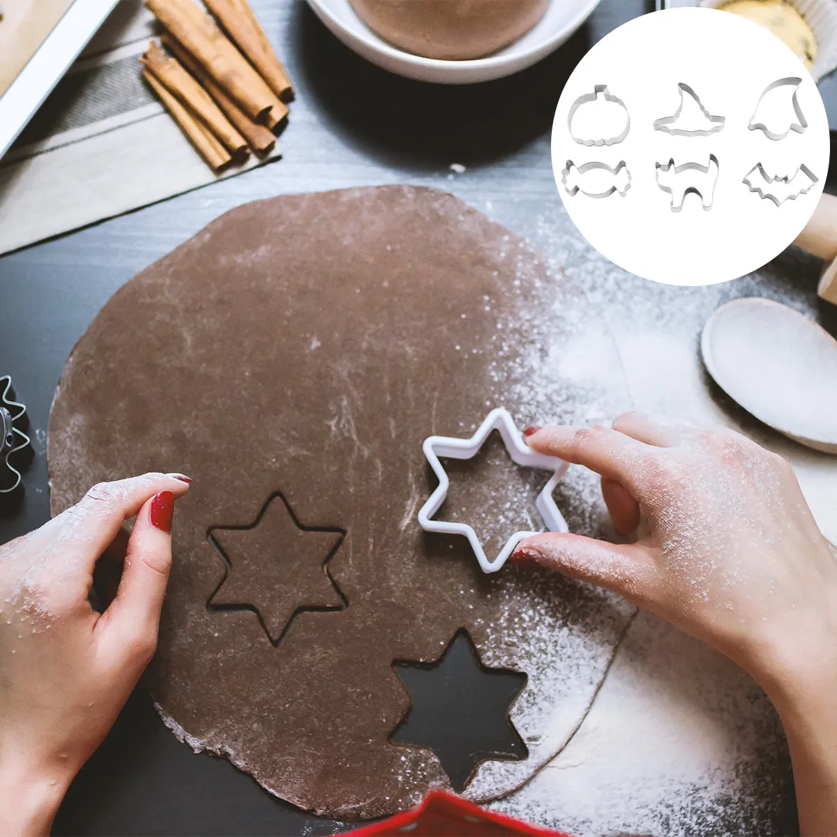 6Pcs Cookie Cutter Mold Set Stainless Steel Eco-Friendly Anti-Rust Halloween Theme Food DIY Shape Molds for Candy Chocolate
6Pcs Cookie Cutter Mold Set Stainless Steel Eco-Friendly Anti-Rust Halloween Theme Food DIY Shape Molds for Candy Chocolate