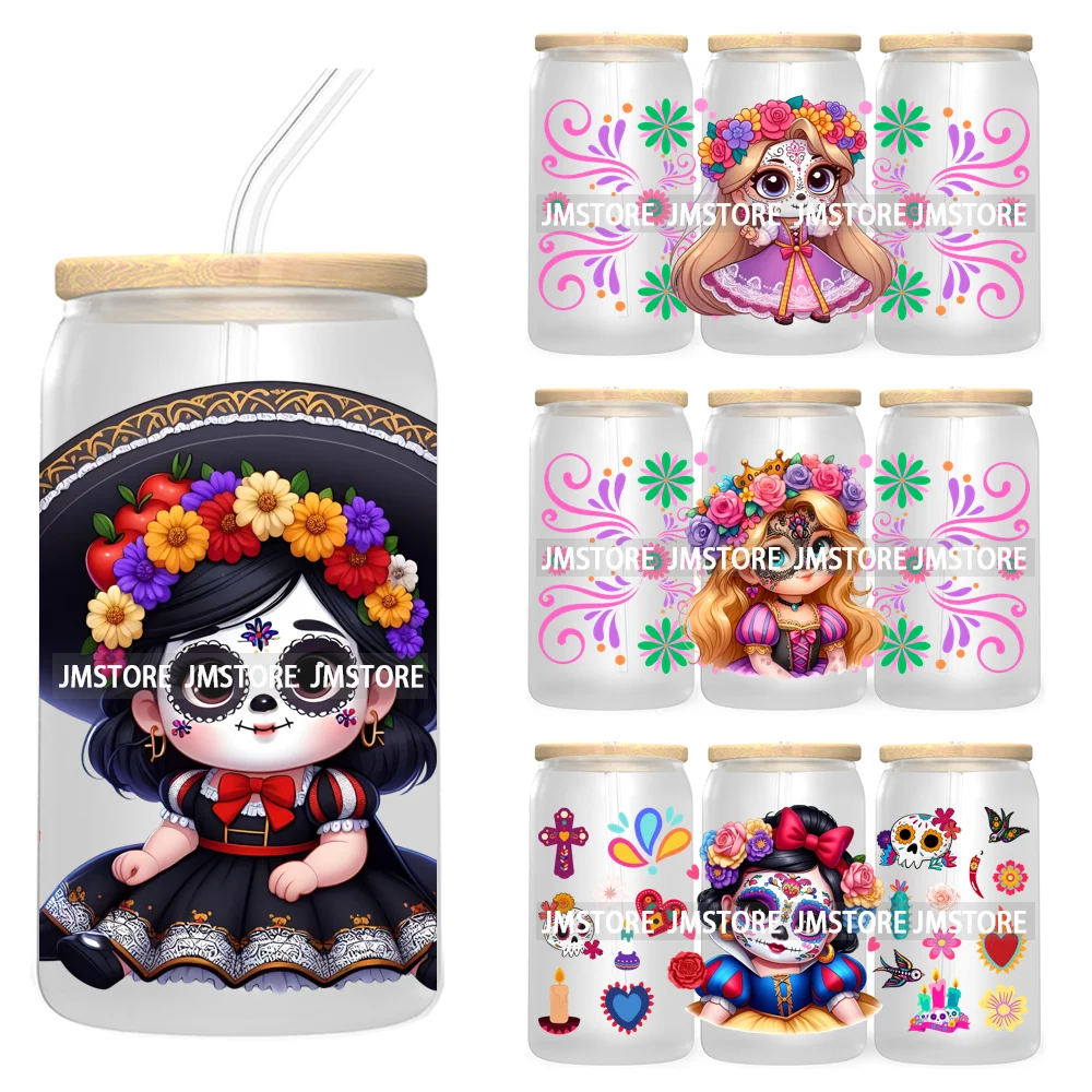 Dia De Los Muertos Mexican UV DTF Sticker For 16OZ Libbey Glass Cup Can Wrap Transfer Stickers Hispanic Halloween Sugar Skulls 
Dia De Los Muertos Mexican UV DTF Sticker For 16OZ Libbey Glass Cup Can Wrap Transfer Stickers Hispanic Halloween Sugar Skulls
