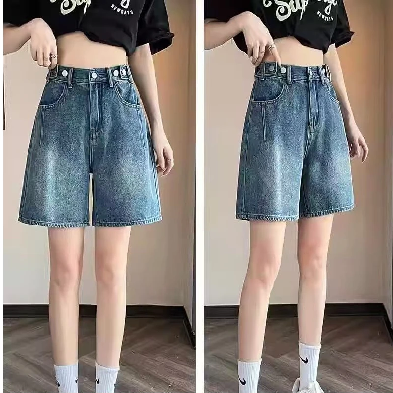 High Waist Wide Leg Jeans Shorts Women's Summer New Style Loose Fit Premium Quality Straight Cut Blue Denim Non-Stretch Pants
High Waist Wide Leg Jeans Shorts Women's Summer New Style Loose Fit Premium Quality Straight Cut Blue Denim Non-Stretch Pants