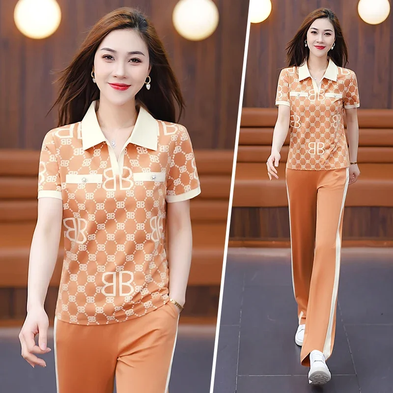 Printed Sports Suit Summer New Style Women's Short-sleeved Shirt and Trousers Casual Running Two-piece Set Pieces Clothing Sets
Printed Sports Suit Summer New Style Women's Short-sleeved Shirt and Trousers Casual Running Two-piece Set Pieces Clothing Sets