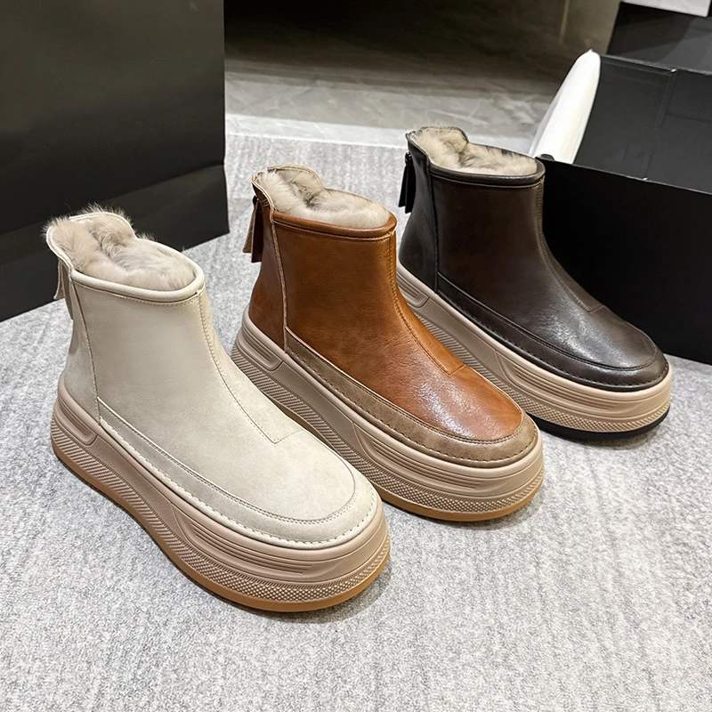 2025 New High Quality Genuine Leather Plush Women's Ankle Boots Winter Warm Wool Women's High-heeled Snow Boots Botas Para Mujer
2025 New High Quality Genuine Leather Plush Women's Ankle Boots Winter Warm Wool Women's High-heeled Snow Boots Botas Para Mujer