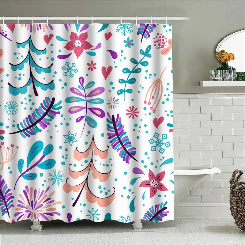 Vibrant Pattern Shower Curtain Bathroom Decor with Christmas Tree Flowers Print for Wet Room Pink, Blue, Green, Purple Floral De
Vibrant Pattern Shower Curtain Bathroom Decor with Christmas Tree Flowers Print for Wet Room Pink, Blue, Green, Purple Floral De