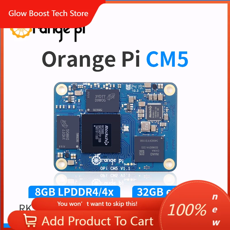 NYOrange Pi CM5 8GB RAM Development Board RK3588S LPDDR4/4X 32GB Emmc 2*2.5G Ethernet WiFi-5+BT5.0 with BLE Compute Module 5
NYOrange Pi CM5 8GB RAM Development Board RK3588S LPDDR4/4X 32GB Emmc 2*2.5G Ethernet WiFi-5+BT5.0 with BLE Compute Module 5