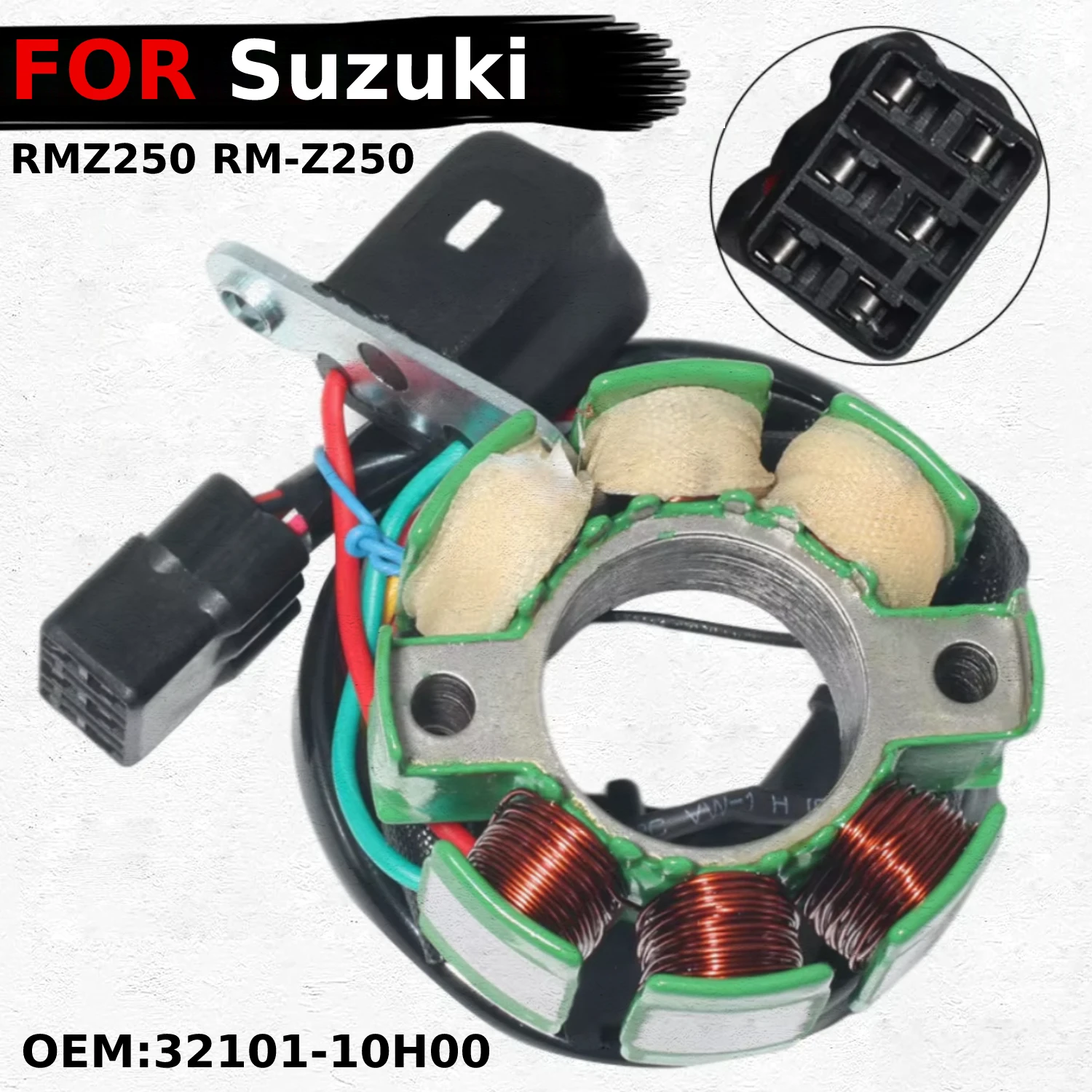 Запчасти для мотоциклов, катушка зажигания статора магнето двигателя для Suzuki RMZ250 RM-Z250 2007 2008 2009, OEM:32101-10H00, аксессуары для мотоциклов 
Запчасти для мотоциклов, катушка зажигания статора магнето двигателя для Suzuki RMZ250 RM-Z250 2007 2008 2009, OEM:32101-10H00, аксессуары для мотоциклов