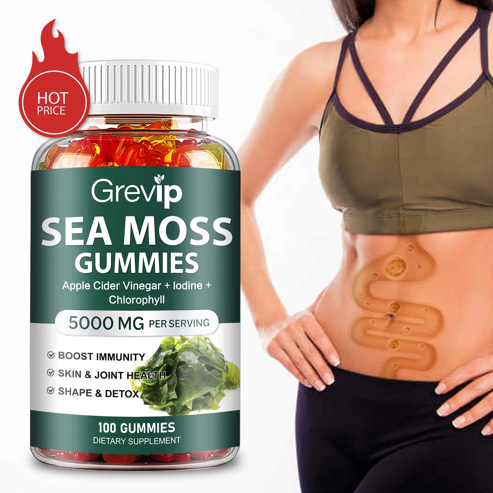 Sea Moss Gummies - with Irish Sea Moss, Burdock Root - Cleanse Intestines, Improve Skin, Bone and Joint Health, Enhance Immunity
Sea Moss Gummies - with Irish Sea Moss, Burdock Root - Cleanse Intestines, Improve Skin, Bone and Joint Health, Enhance Immunity