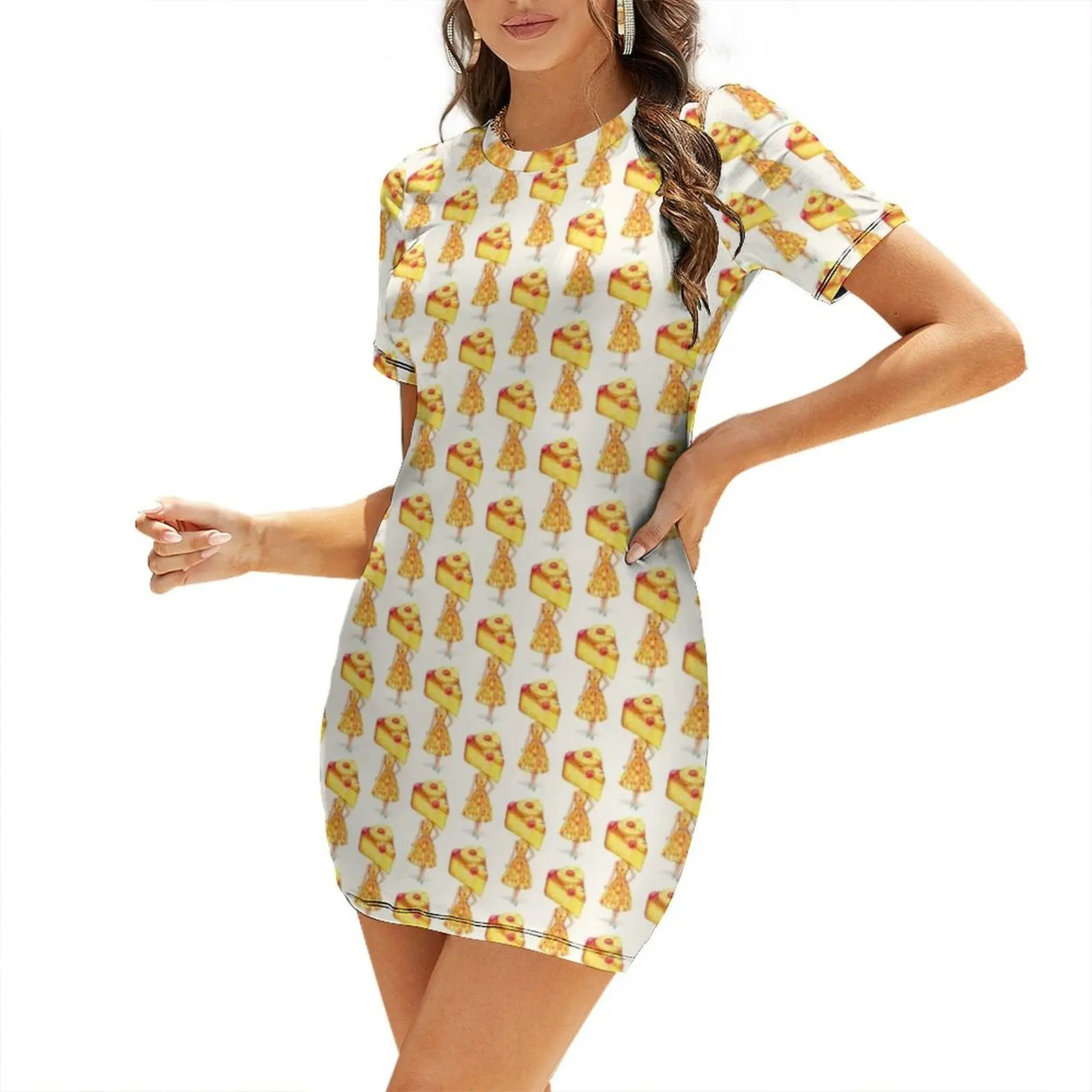 Cake Head Pin-Up: Pineapple Upside-down Cake Short-Sleeved Dress women's summer jumpsuit women's luxury party dress Dress
Cake Head Pin-Up: Pineapple Upside-down Cake Short-Sleeved Dress women's summer jumpsuit women's luxury party dress Dress