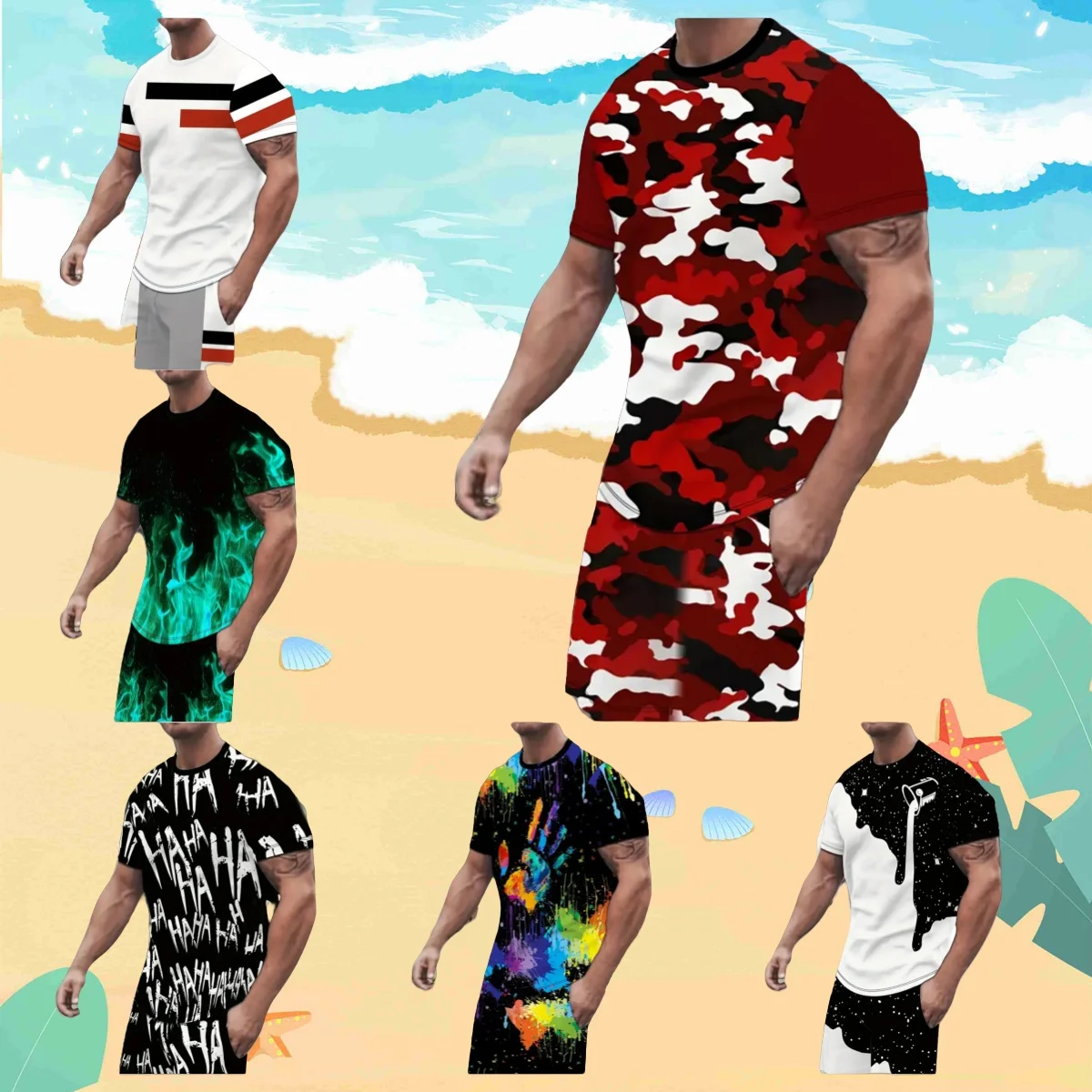 New 2025 Men's Short-sleeved Shorts Suit Summer Fashion Round Neck T-shirt, Shorts Two-piece Street Shooting Casual Clothing
New 2025 Men's Short-sleeved Shorts Suit Summer Fashion Round Neck T-shirt, Shorts Two-piece Street Shooting Casual Clothing