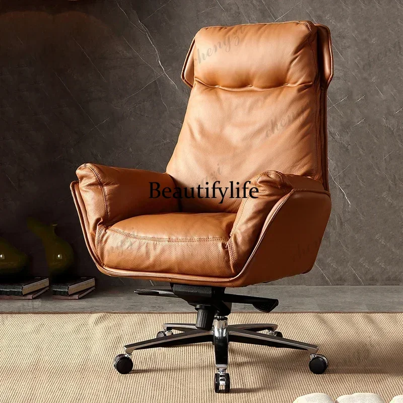 TTT Leather boss chair Home high-end office chair Comfortable sedentary office computer chair
TTT Leather boss chair Home high-end office chair Comfortable sedentary office computer chair