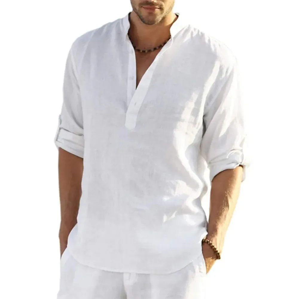 Streetwear Men Lightweight Shirts Long Sleeve Henley Cotton Linen Shirts for Men Beach Hawaiian Shirts Breathable Collar Tshirts
Streetwear Men Lightweight Shirts Long Sleeve Henley Cotton Linen Shirts for Men Beach Hawaiian Shirts Breathable Collar Tshirts