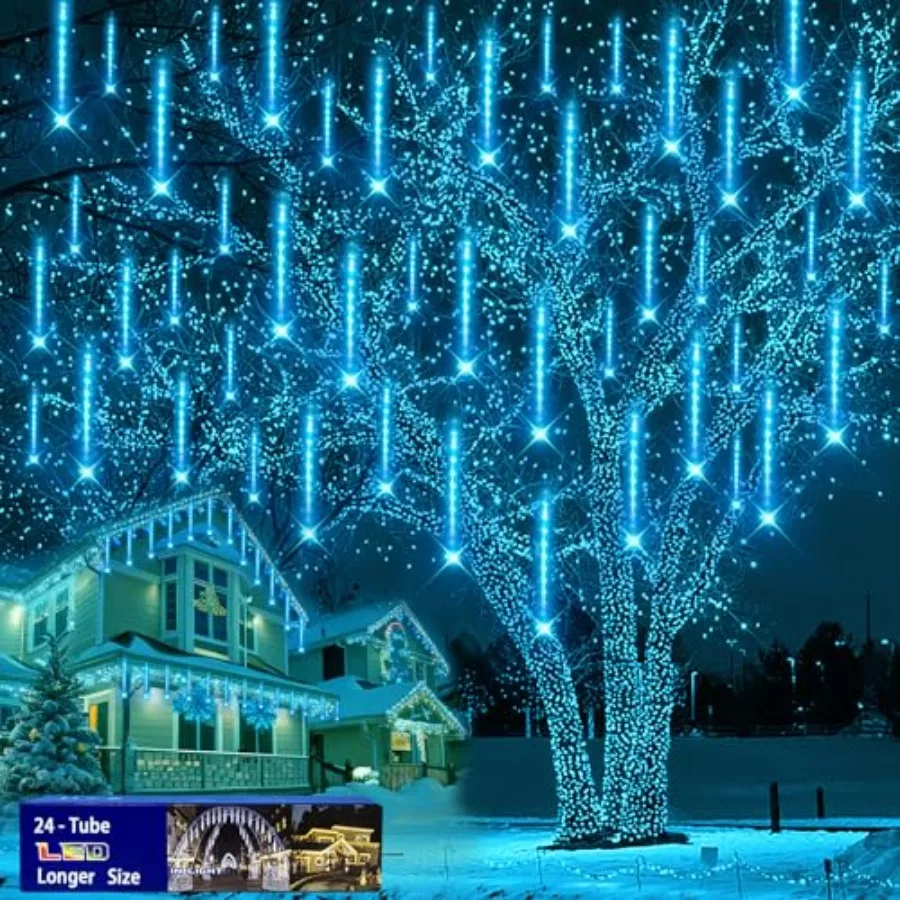 Outdoor Christmas Decorations 24Tubes Meteor Shower Lights Equal to 3 Sets of 8-Tubes LED Icicle Christmas Lights for Halloween
Outdoor Christmas Decorations 24Tubes Meteor Shower Lights Equal to 3 Sets of 8-Tubes LED Icicle Christmas Lights for Halloween