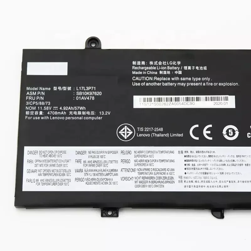 New Laptop Battery Rechargeable Li-polymer Batteries 01AV478 for Lenovo T480S 01AV479 L17L3P71 Notebook Battery
New Laptop Battery Rechargeable Li-polymer Batteries 01AV478 for Lenovo T480S 01AV479 L17L3P71 Notebook Battery